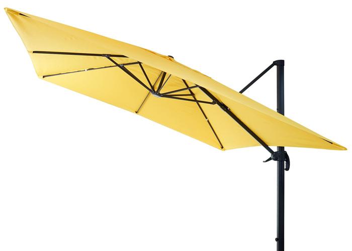 Produktbild Swisshandel24 Gastronomie-Ampelschirm, Sonnenschirm 3x3m (ø4,24m) Polyester Alu/Stahl 23kg - gelb ohne Ständer, dr (3 m)