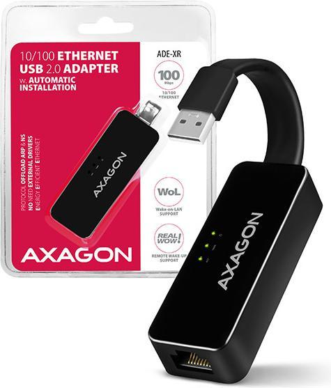 Produktbild Axagon ADE-XR Fast Ethernet 10/100 Adapter - USB 2.0 Typ A (USB 2.0, RJ45 (1x))