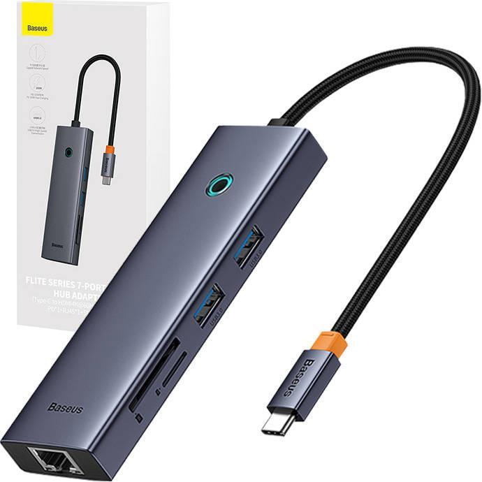 Immagine prodotto Baseus Hub 7w1 UltraJoy a 7 porte (da USB-C a 1xHDMI4K@30Hz + 2xUSB 3.0 + 1xPD +RJ45 + SD/TF3.0) (7 Porti)