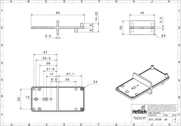 Image du produit Hettich Ankrn-Schablone (Plaque perforée, 1 pcs)