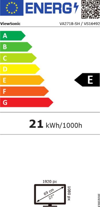 Label énergétique Viewsonic VA2718-sh (1920 x 1080 pixels, 27")