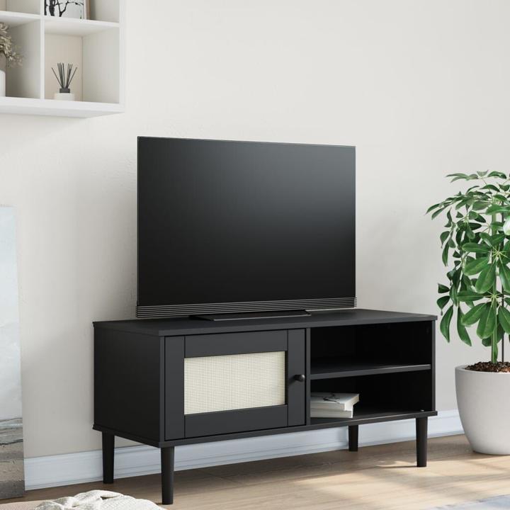 Image du produit VidaXL Meuble TV SENJA aspect rotin noir 106x40x49 cm