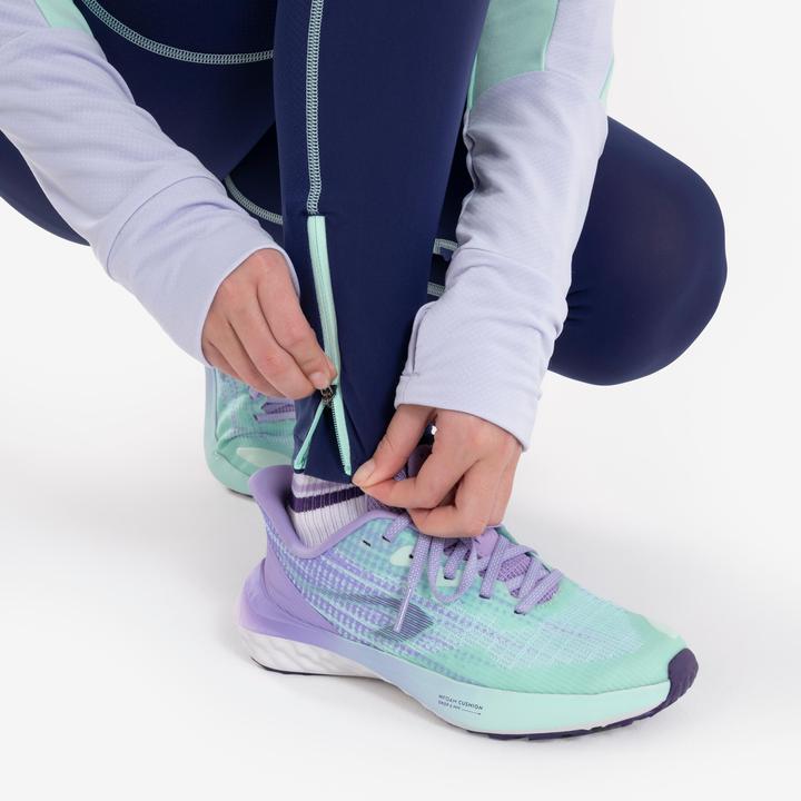 Produktbild Kiprun Lauftights lang Kinder Reissverschluss - Dry+ 900 dunkelblau/grün (6, 7, 8)