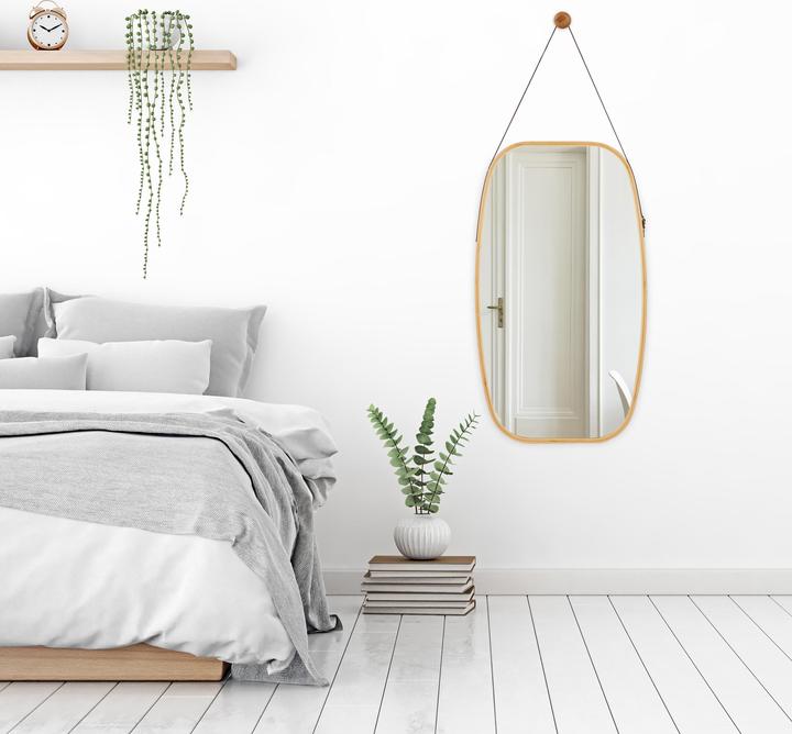 Actual product image Relaxdays Oval Hanging Mirror with Strap (43.5 x 1.5 x 76.5 cm)