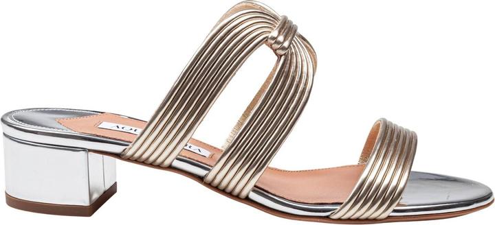 Aquazzura mule esencia 35 in laminated leather color light gold/silver (35)