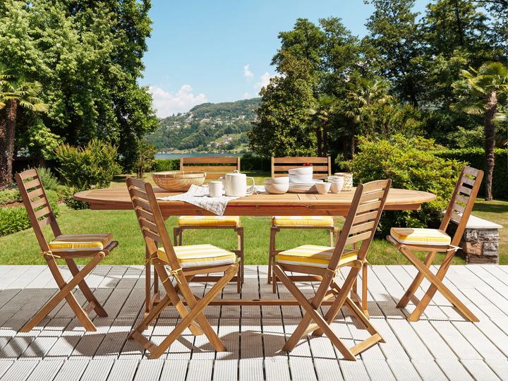 Produktbild Beliani Sitzkissen für Stuhl TOLVE 6er Set gelb / weiss gestreift 31 x 39 x 5 cm (39 x 31 cm)