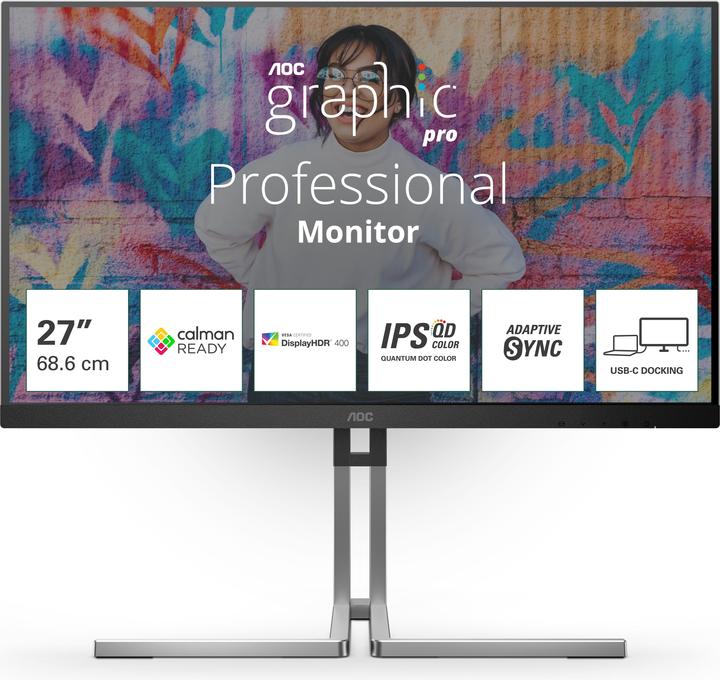 Produktbild AOC Q27U3CV 27p IPS QD WLED WQHD 75Hz (2560 x 1440 Pixel, 27")