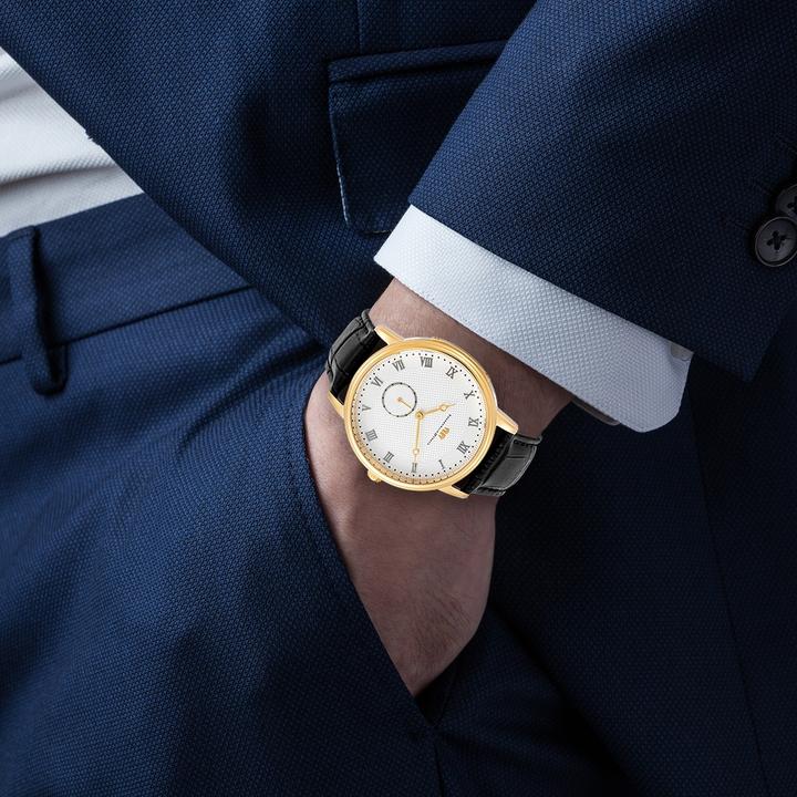 Image du produit Montre à quartz pour homme Moonlight en cuir véritable noir - 26509 (Montre analogique, 40 mm)