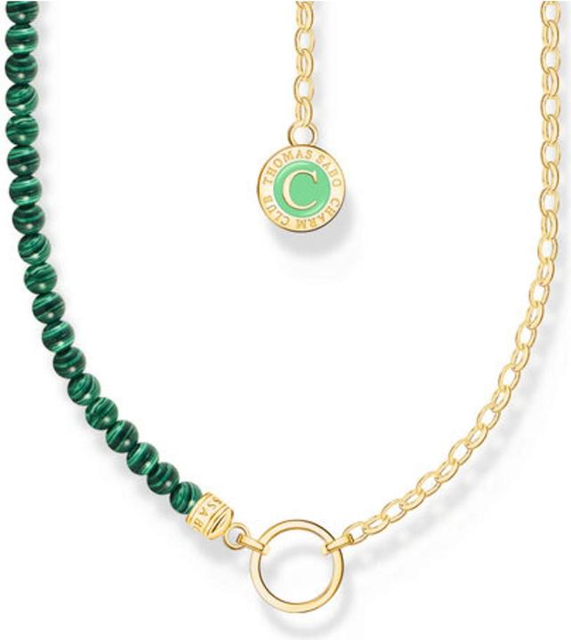 Image du produit Thomas Sabo Member Charm Collier avec maillons et malachite imitée plaqué or (Argent, Émail, 37 cm)