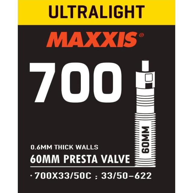 Maxxis Ultralight Schlauch 700 x 33/50 SV Ventil 60 mm (Presta (SV), 28", 60 mm)