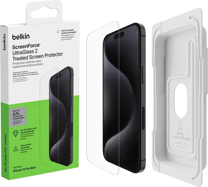 Image du produit Belkin ScreenForce Pro UltraGlass2 (1 pièce(s), Apple iPhone 15 Pro Max)