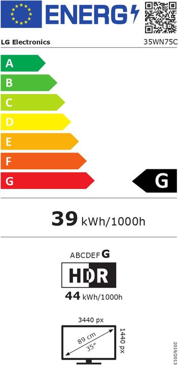 Energy Label LG 35WN75C-B (3440 x 1440 pixels, 35")