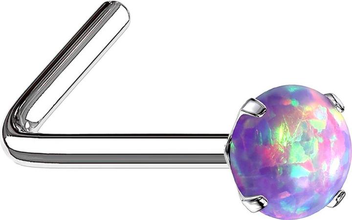 Immagine prodotto Star Piercing Borchia da naso angolata in argento con opale viola incastonato (Acciaio chirurgico 316L)