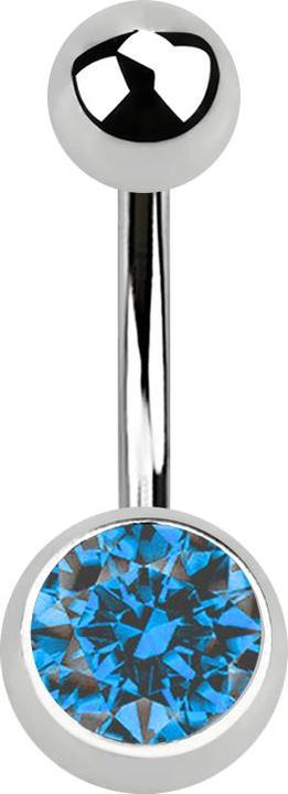 Produktbild Star Piercing Banane silber mit Kugel und Kugel Kristall hellblau (Chirurgenstahl 316L, ohne Messing)