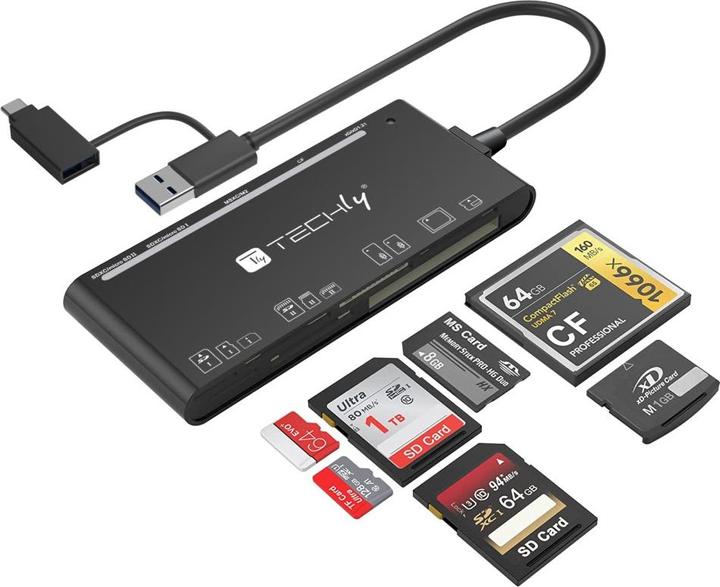 Produktbild Techly Multi-Kartenleser USB-A und USB-C (Type-B)