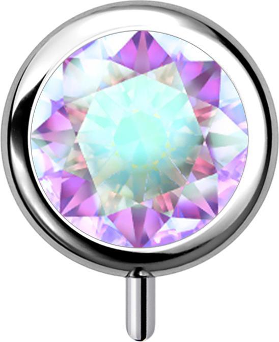 Immagine prodotto Star Piercing Cilindro senza filettatura in argento con cristallo frontale multicolore (senza ottone, Titanio G23)