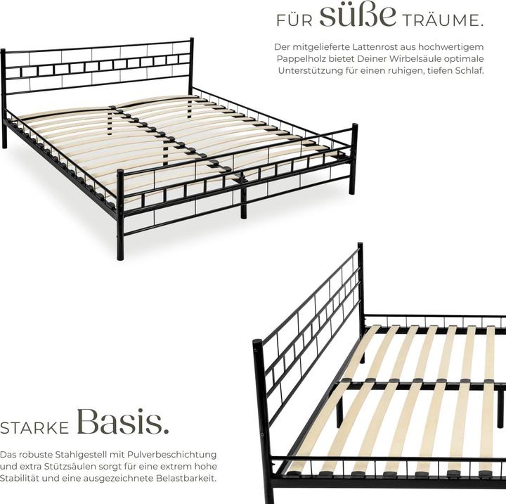 Produktbild tectake Metallbett (200 x 180 cm)
