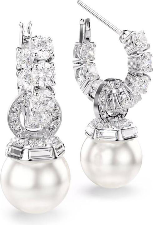 Actual product image Swarovski Matrix Drop Ohrhänger Kristallperle Rundschliff Weiss (Swarovski Metal)
