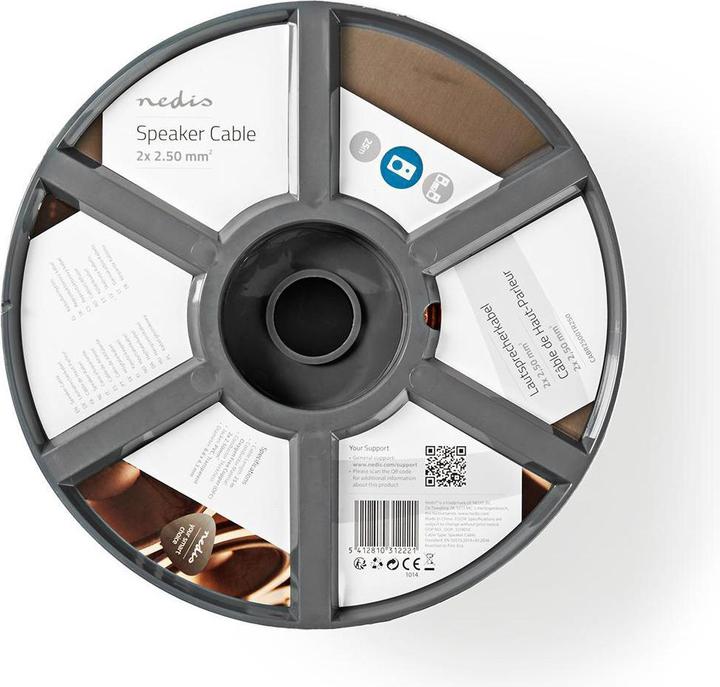 Actual product image Nedis Speaker cable | 2x 2.50 mm² | copper | 25.0 m | round | PVC | transparent | roll (25 m, 2.50 mm²)