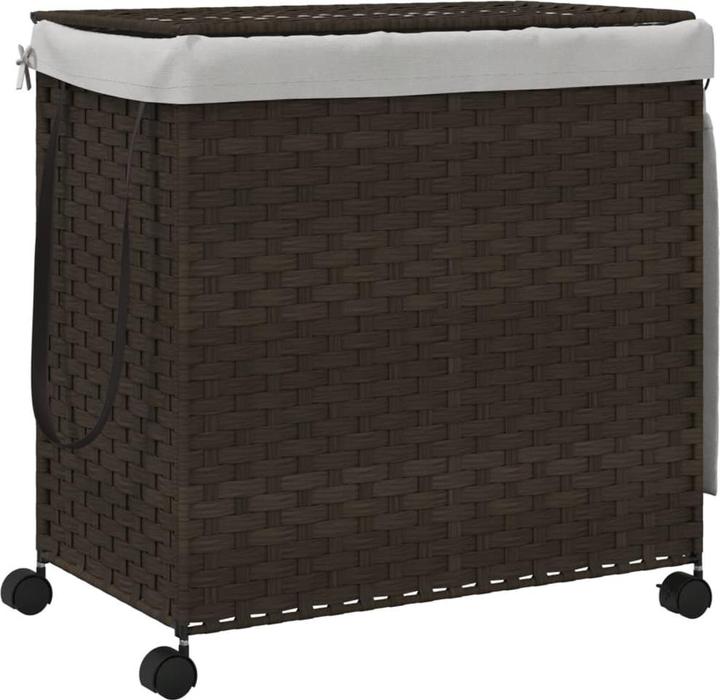 Produktbild VidaXL Wäschekorb mit Rollen Dunkelbraun 60x35x60,5 cm