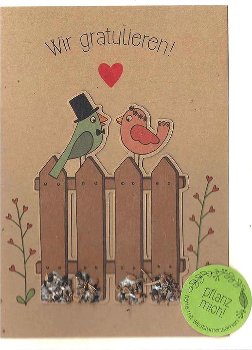 Immagine prodotto Die Stadtgärtner Biglietto d'auguri matrimonio con semi di fiori uccello (1 pz.)