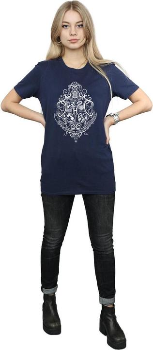 Actual product image Womens/Ladies Hogwarts Draco Dormiens Crest Cotton Boyfriend T-Shirt (L)