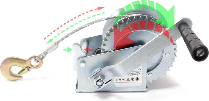Image du produit Wiltec Treuil à Câble Manuel de Halage Charge max. 900kg 10m Rapport de transmision 4:1 8:1 Bateau Auto