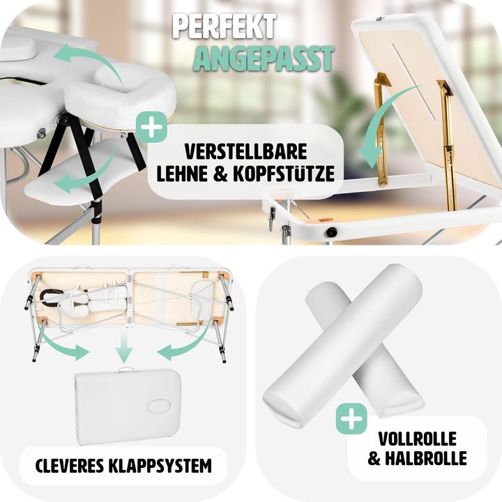 Immagine prodotto tectake Lettino per massaggi a 3 zone con schienale e bolster