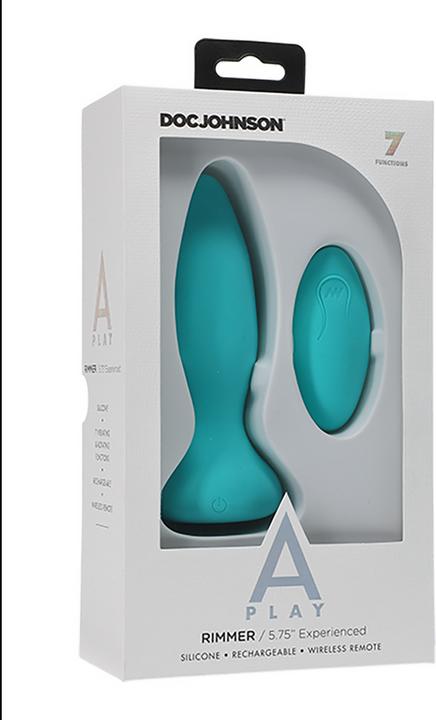 Actual product image Doc Johnson Rimmer Experienced vibrating and rotating anal plug turquoise