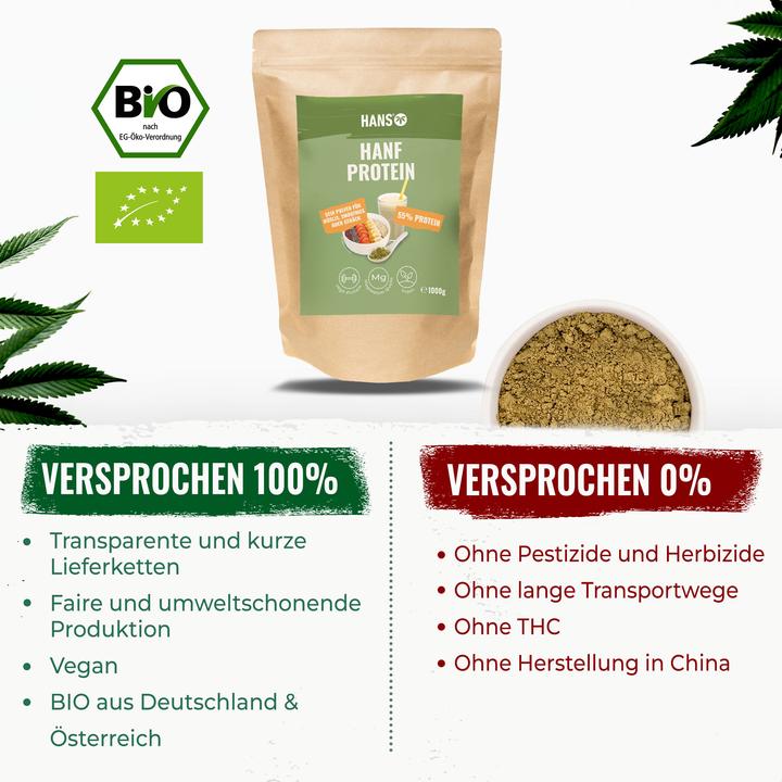 Actual product image Hans Brainfood Hemp protein (Neutral, 350 g)