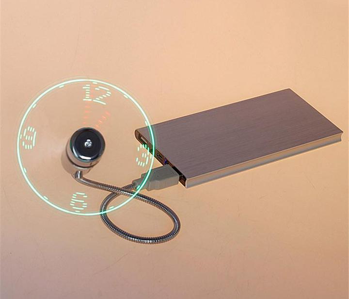 Actual product image PhoneLook Flexible fan with USB-A connection Cooling fan with integrated LED clock