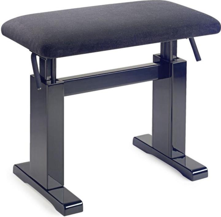 Actual product image Stagg PBH 780 BKP VBK - Piano bench, hydraulic, zwart, met zwarte ribfluwelen zitting - zwart (Piano bench)