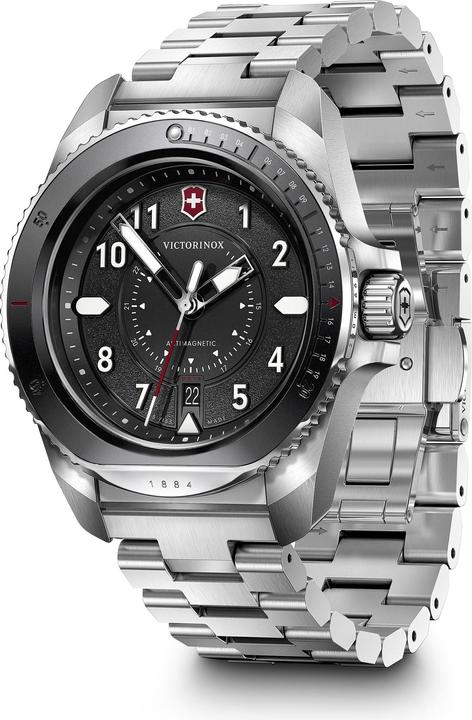 Produktbild Victorinox Journey 1884, Taucheruhr, Herrenuhr, 43 cm, Ziffernblatt schwarz, Edelstahl Armband silber (Taucheruhr, 43 mm)