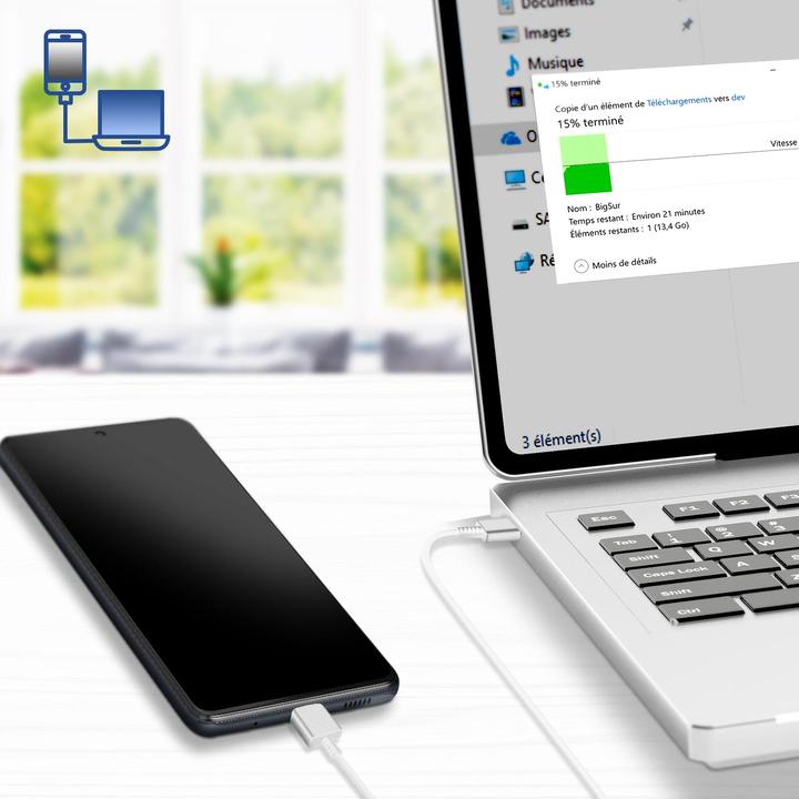 Productafbeelding Samsung USB-C dubbelzijdig, 1,8 m 3A wit (1.80 m, USB 2.0)