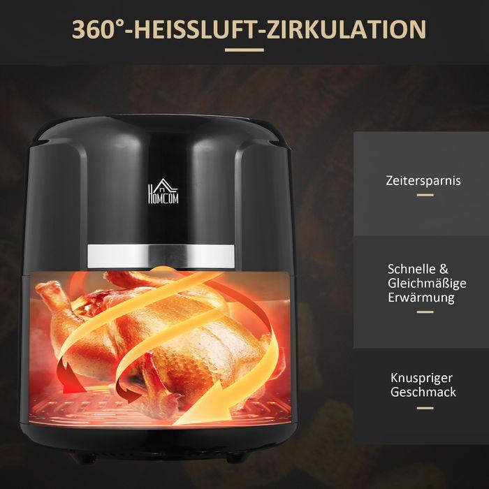 Immagine prodotto Swisshandel24 Heissluftfritteuse 4 L, 12 Programme, 80-200° C Temperatur, Antihaft, Schwarz