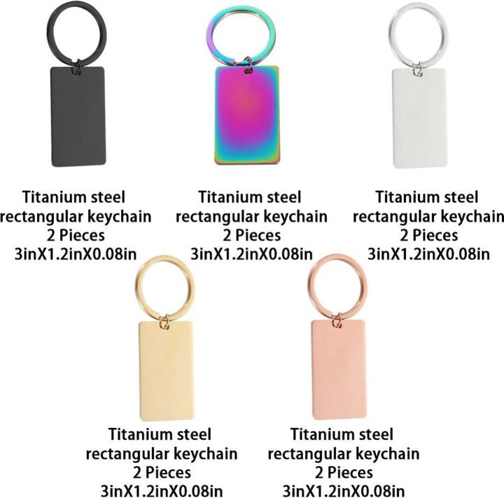 Produktbild LaserPecker Rechteckiger Schlüsselanh. Titan 10 Stk.