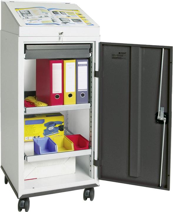 Actual product image Stumpf Cupboard desk S3000 mobile RAL 7035/7035 1 writing desk, 1 drawer 2 shelves