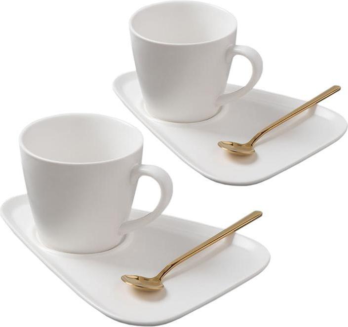 Immagine prodotto JTI Set di 2 tazze, piattini e cucchiaini - Bianco (1 x)