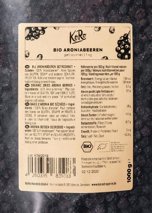 Produktbild KoRo Bio getrocknete Aroniabeeren (1000 g)