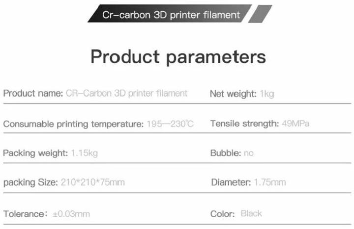 Produktbild Creality CR-PLA (PLA, 1.75 mm, 1000 g, Schwarz)