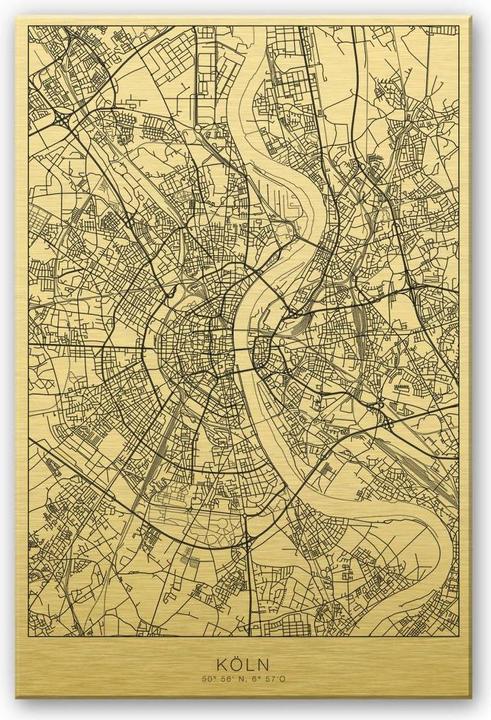 Produktbild Trenddeko Goldeffekt Stadtplan Köln (75 x 120 cm)