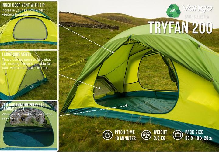 Produktbild Vango Tryfan 200 (Kuppelzelt, 3.60 kg, 2 Personen)