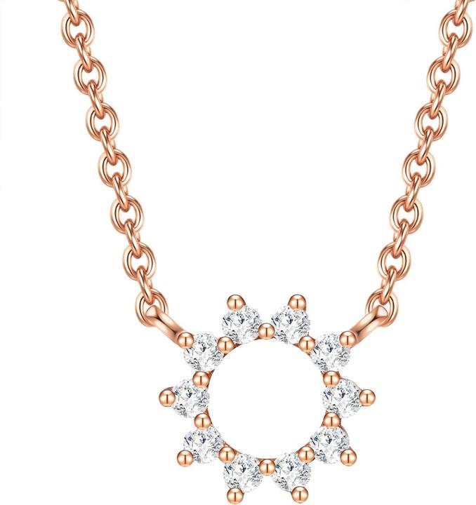 Glanzstücke München Damen Blume/Kreis Sterling Silber Zirkonia roségold 40,0 cm Basiskette + 5,5 cm Verlängerung - 31388 (925er Silber, 40 - 45 cm)