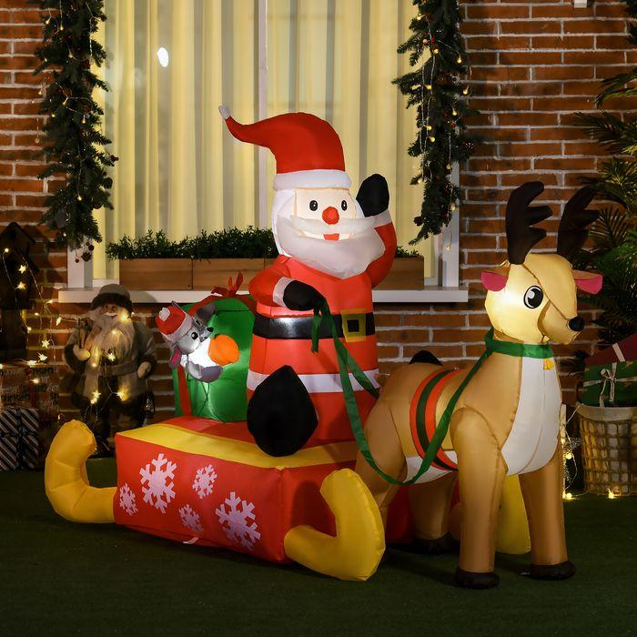 Produktbild Swisshandel24 Aufblasbar Weihnachtsdeko 1,22 m Weihnachtsmann mit LED-Beleuchtung Gartendeko