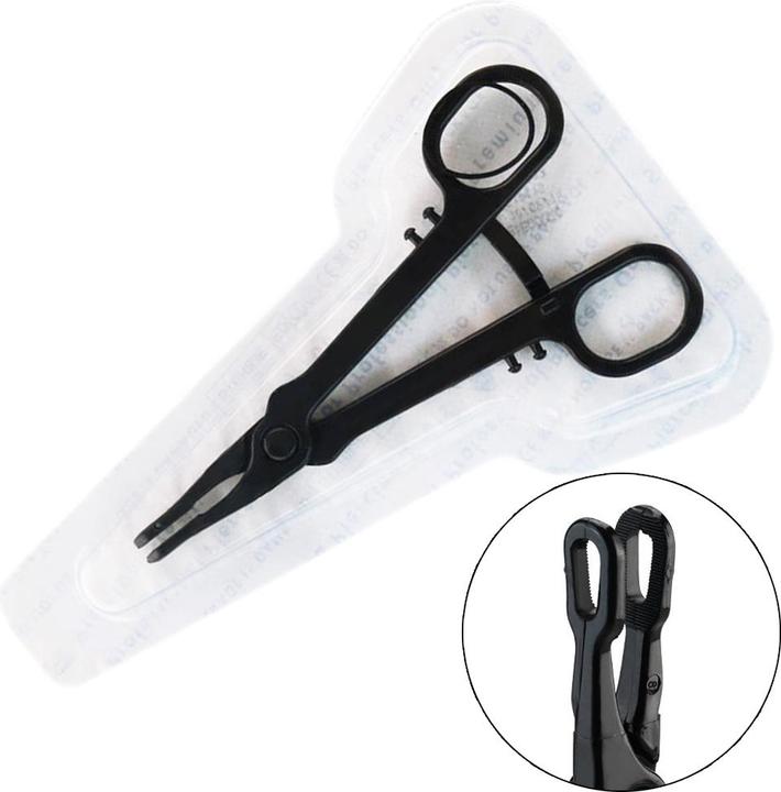 Immagine prodotto Star Piercing Sterile einweg Zange schwarz Gazeklemme geschlossen rund gezackt Kunststoff (Materiale sintetico)