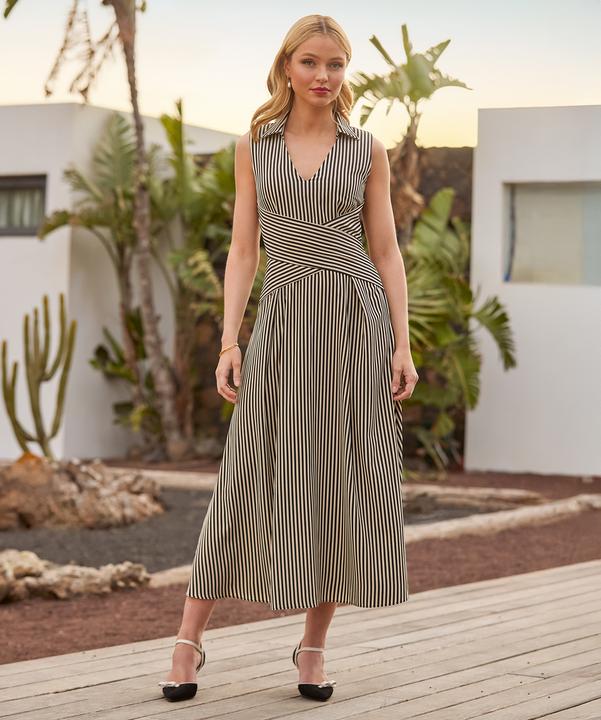Produktbild Joe Browns Monochrome Striped Sleeveless Collared Midi Dress (8)