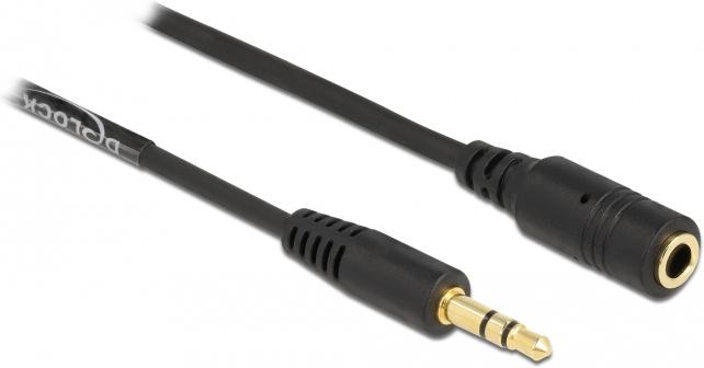 Produktbild Delock Spiralkabel Verlängerung 3,5 mm 3 Pin Klinkenstecker zu Klinkenbuchse 1,5 m schwarz (1.50 m, Verlängerung)