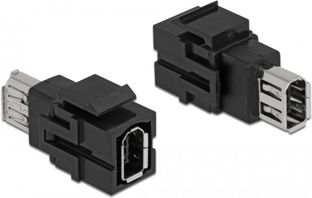 Image du produit Delock Module Keystone FireWire 6 Pin femelle vers FireWire 6 Pin femelle noir