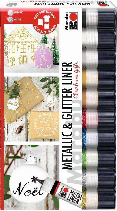 Produktbild Marabu Metallic- & Glitter-Liner Set "Christmas Gifts"