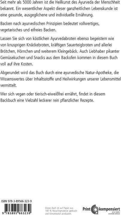 Image du produit Backen nach Ayurveda - Brot, Brötchen & Pikantes (Allemand, Joachim Skibbe, Tatiana Mints, Petra Mints, 2013)
